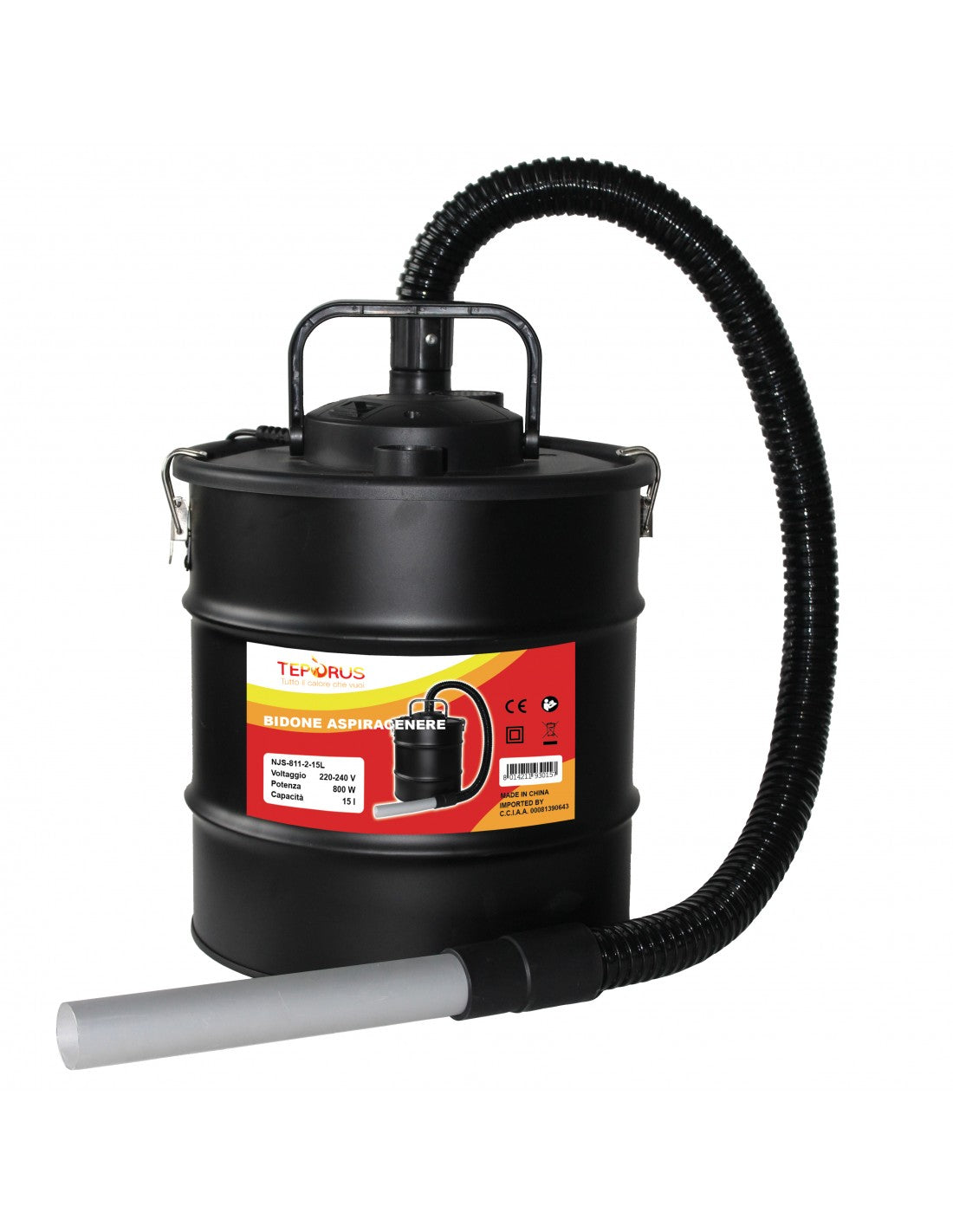 BIDÓN ASPIRADOR DE CENIZAS FUOCOVIVO 800W 15 L