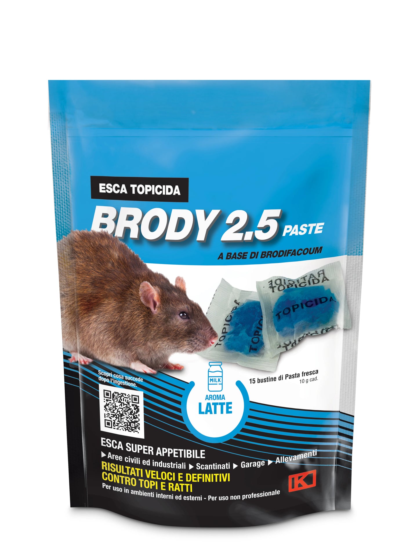 APPÂT RODENTICIDE FRAIS BRODY 2.5 150 G BLEU LAIT