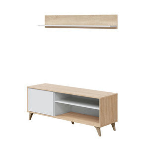 MUEBLE TV CON ESTANTE 135X40XH50 CM ROBLE BLANCO