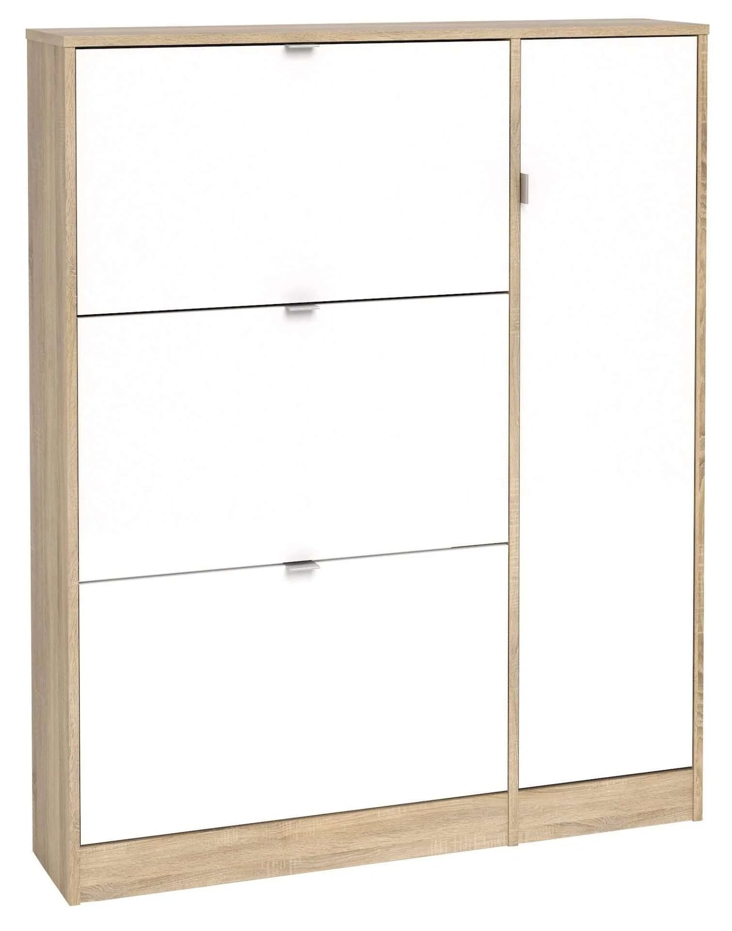 KIT MEUBLE À CHAUSSURES 3 TIROIRS BASCULANTS + 1 PORTE 102X24X125 CHÊNE BLANC