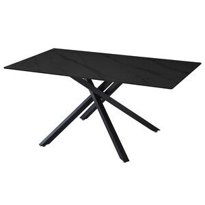 MESA DE CENTRO ASTOR 100X60X50 CM, TAPA CERÁMICA NEGRO MARMOL.
