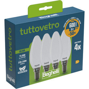 BEGHELLI LED OLIVA E14 5W 58053 CÁLIDA 3000K 4 UNID.