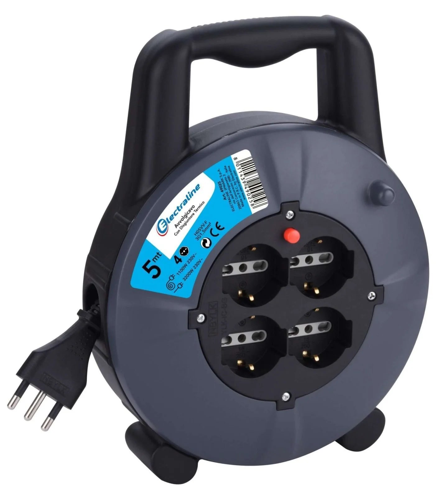PROL. ENROULEUR 5M SEC. 3X1,5 4BIP SCH+PROT 49025