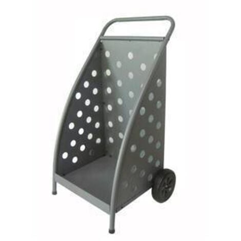 C CHARIOT À BOIS AVEC ROUES GRIS