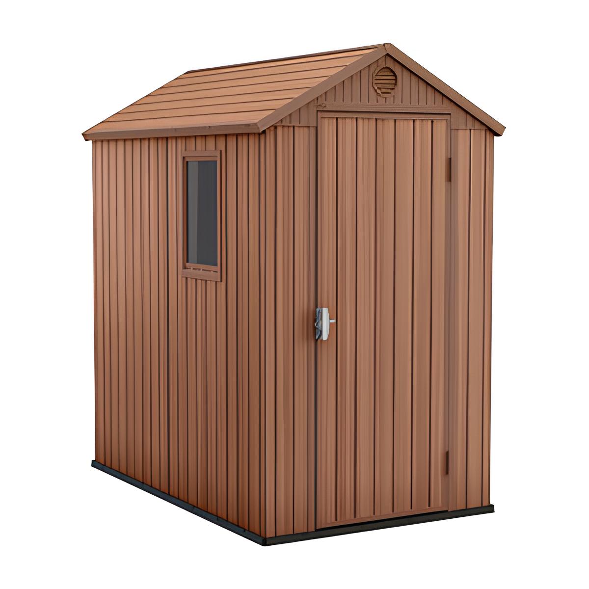 CASETA KETER DARWIN EFECTO MADERA 125,8X184,5X205 MARRÓN