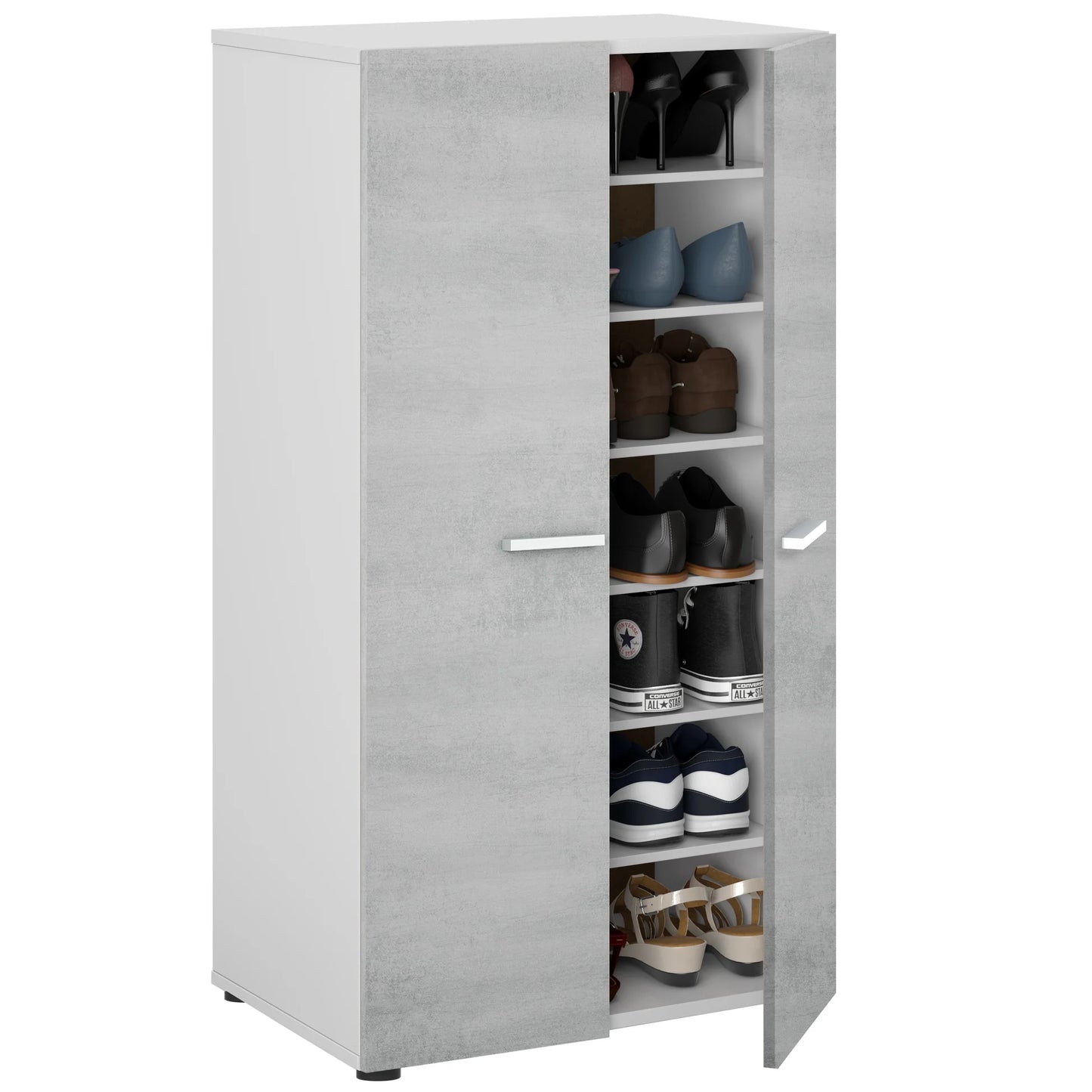 KIT ZAPATERO 2 PUERTAS + 6 ESTANTES 55X36X103 BLANCO CENE.