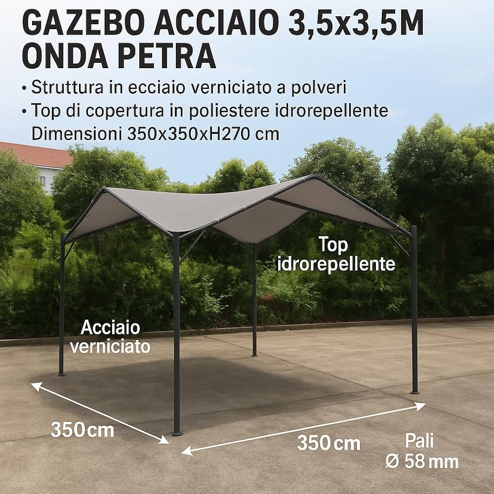 GAZEBO ACIER 3,5X3,5M ONDA PETRA