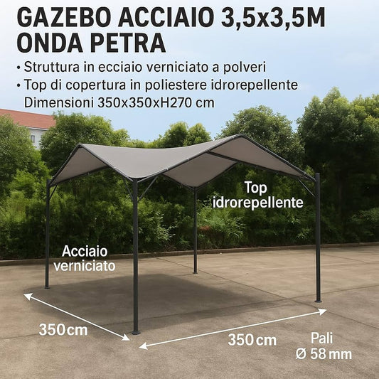 CENADOR ACERO 3,5X3,5M ONDA PETRA