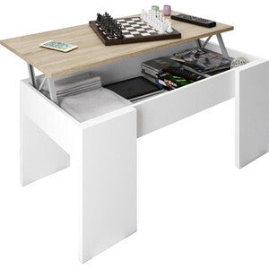 KIT MESA CAFÉ ELEV 50X100X45/56H ROBLE/BLANCO