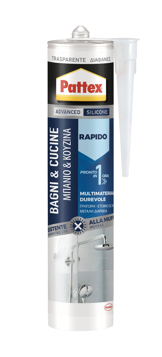 PATTEX SILICONE BAGNI&CUCINE RAPIDO TRASP 300 ML