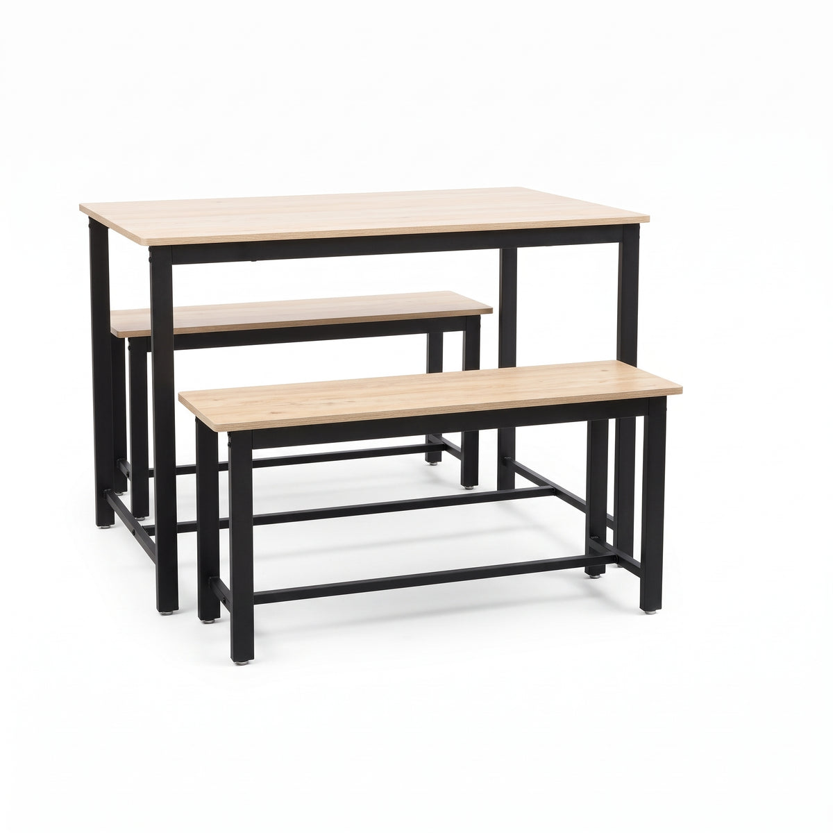 SET TAVOLO C/2 PANCHE ROVERE/NERO COMPACT RECT