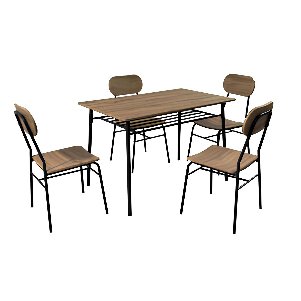 INDUSTRIAL MESA + 4 SILLAS METAL/ROBLE