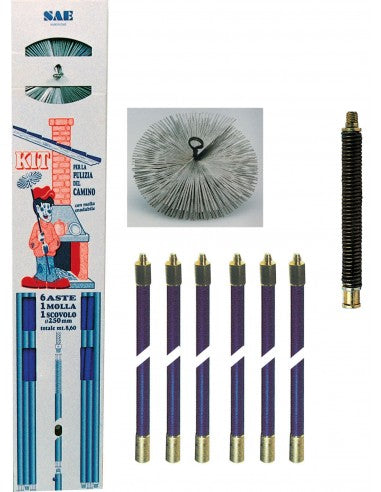 KIT DESHOLLINADOR VARILLAS 8,60 M+MUELLE+CEPILLO D 25 CM