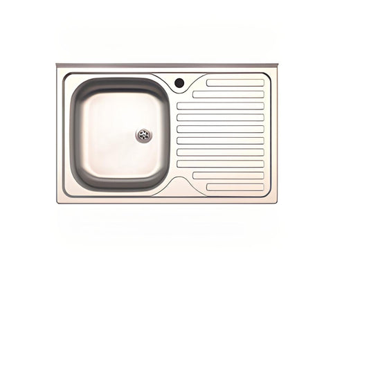 FREGADERO SOBREPONER INOX 1 SENO IZQUIERDA + ESCURRIDOR DERECHA 80 CM