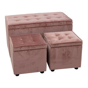 SET BAÚL + 2 PUFS TERCIOP. ROSA CL. DALIA KAI