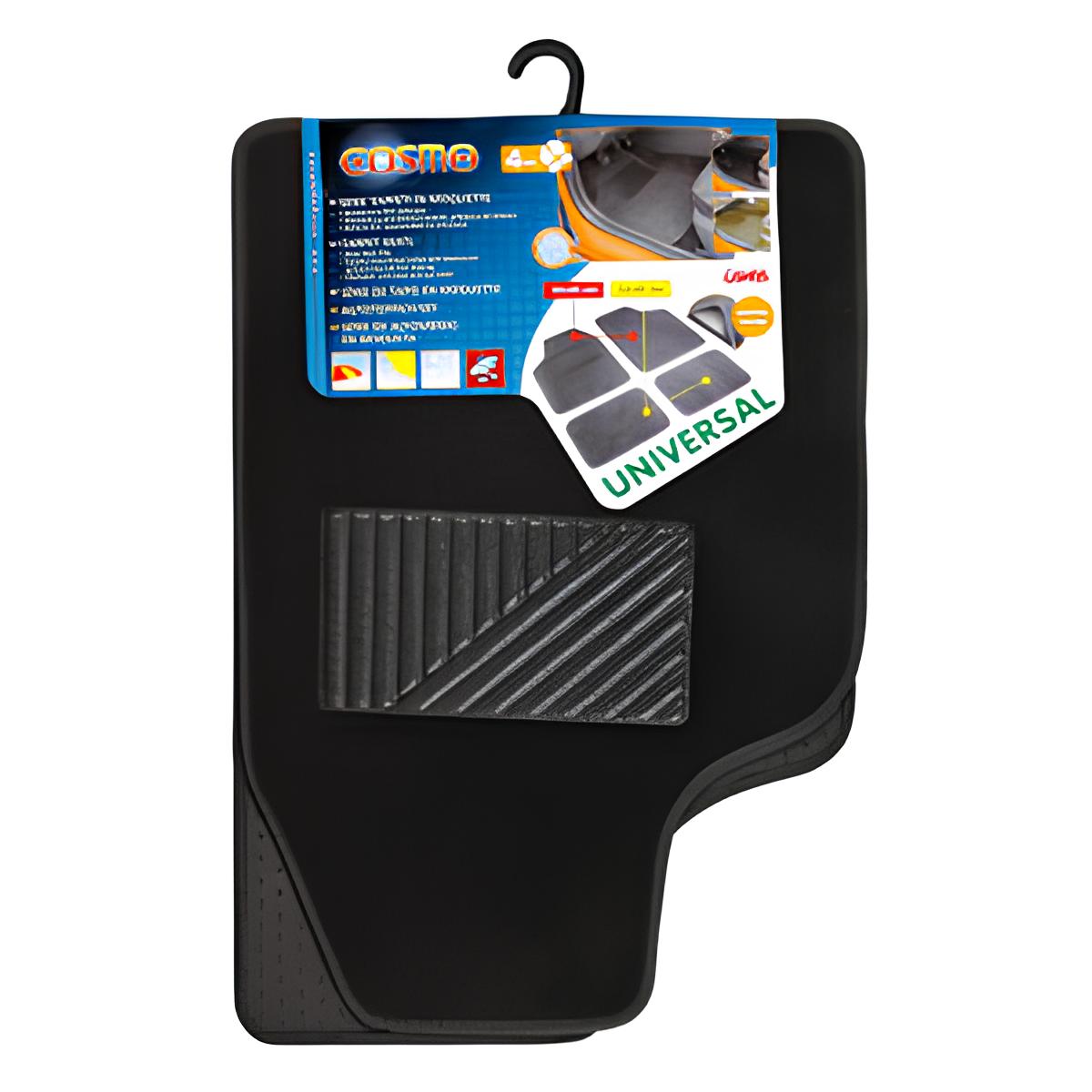TAPIS DE VOITURE COSMO MOQUETTE-PVC NOIR PIÈCES 4