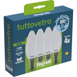 BEGHELLI LED OLIVA E14 5W 58055 FRÍA 6500K SET 4