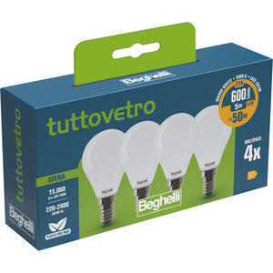BEGHELLI LED ESFÉRICA E14 5W 58056 CÁLIDA 3000K JUEGO DE 4