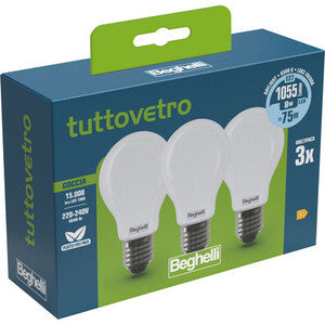 BEGHELLI LED GOTA E27 8W FRÍA 6500K 3 UNID. 58052