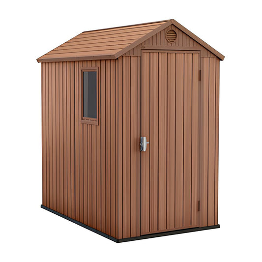 CASETA KETER DARWIN EFECTO MADERA 125,8X184,5X205 MARRÓN