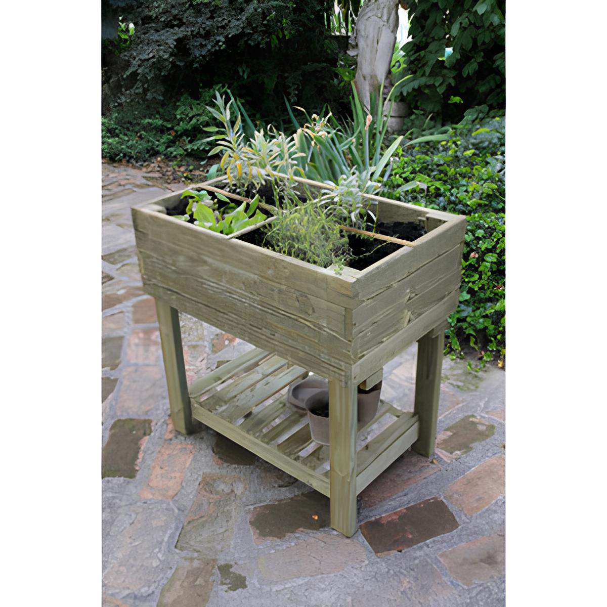 FIORIERA GIARDINIERA RIALZATA LEGNO 80X50XH80 CM