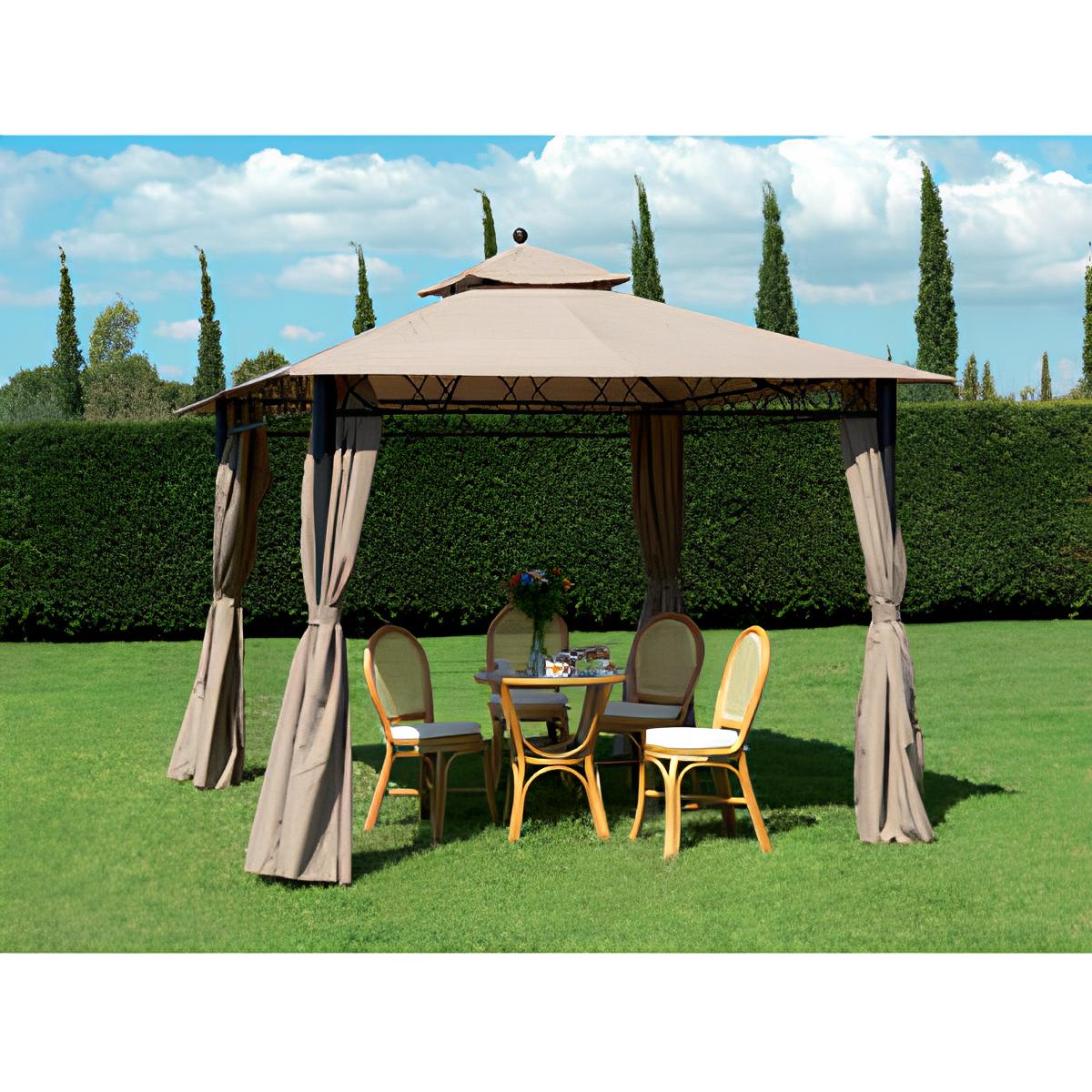 CENADOR ACERO 3X3M CAIRO BEIGE OSCURO