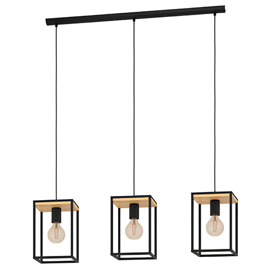 LÁMPARA COLGANTE LIBERTAD 3L METAL/MADERA