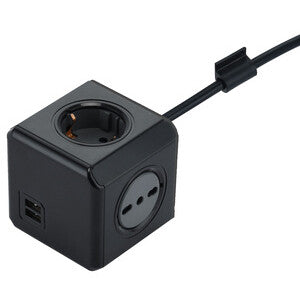 BASE MÚLTIPLE CUBO DUAL 2 SCHUKO + 2BIP + 2USB 2.1A