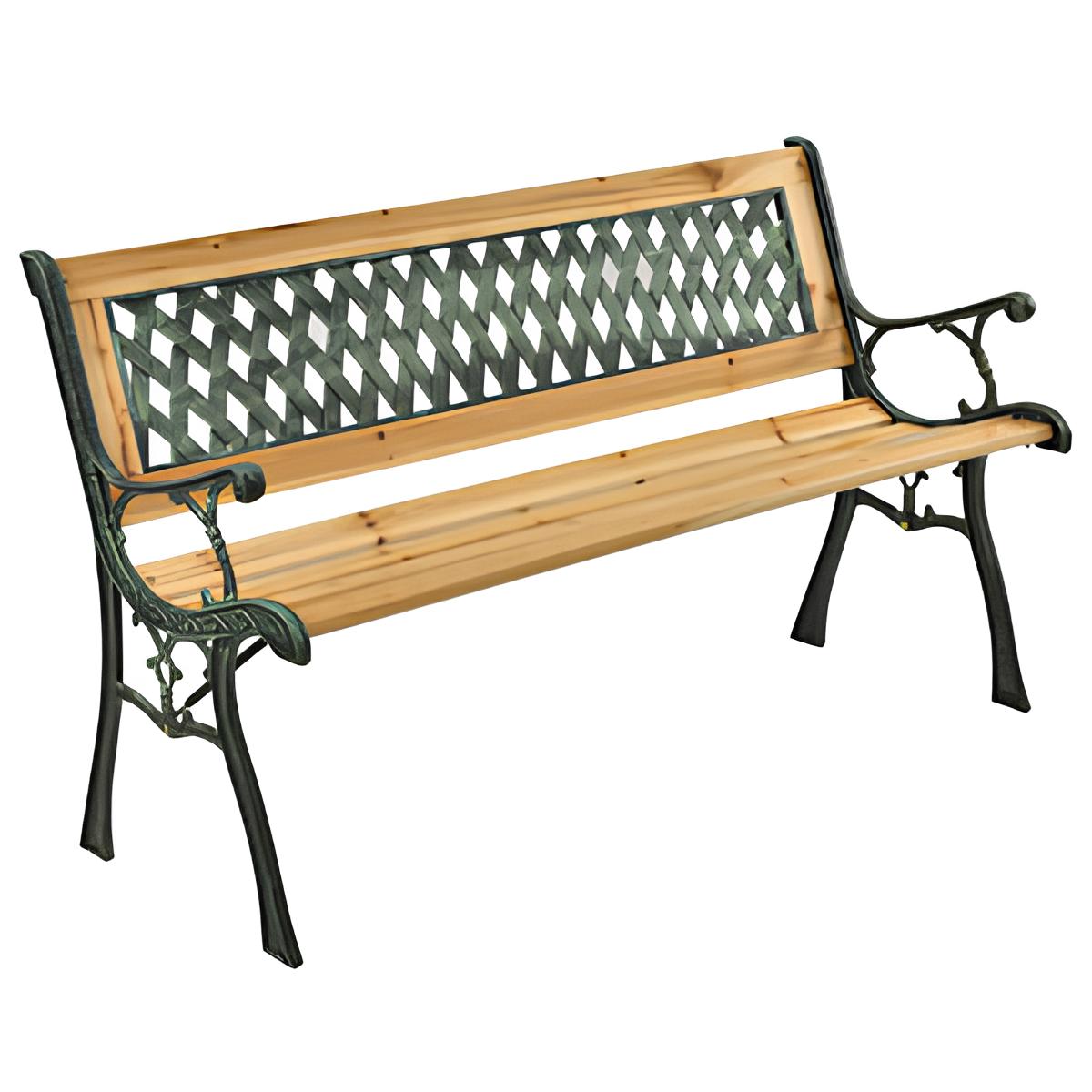 BANC VERT CUIVRE/BOIS NATUREL 126X51X73 ATTENTE