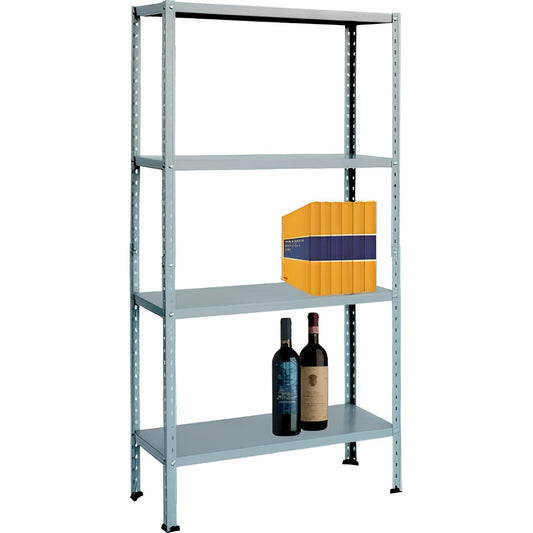 KIT ÉTAGÈRE 4 TABLETTES MONTANTS SÉPARABLES PROMETAL PEINT BLANC CM 30X80 H.CM 151