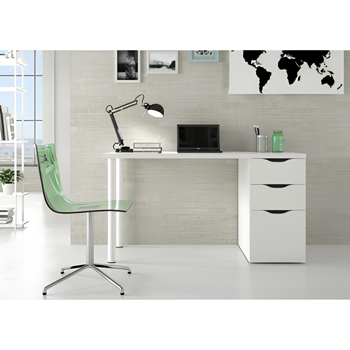 KIT BUREAU ATHENA AVEC CAISSON 138X60X74 BLANC
