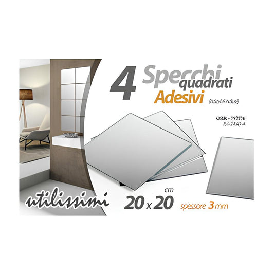 QUADRATISCHER KLEBESPIEGEL, 4 STÜCK
